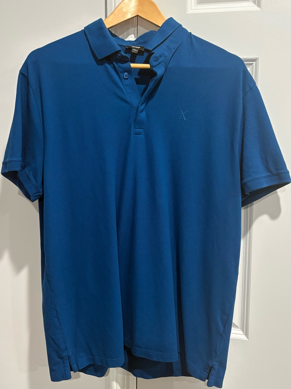 Express Men's Blue Polo Shirt with Subtle Chest Logo